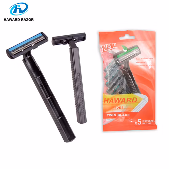 Stainless Steel Men Shaving Razor Twin Blade Disposable Razor with Lubericating Strips